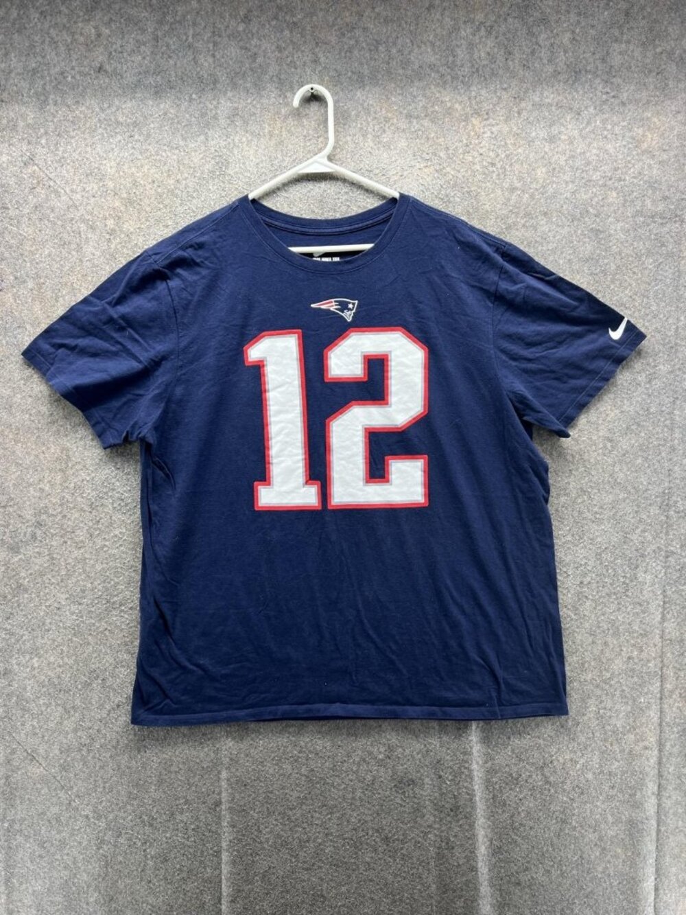 New England Patriots Shirt Mens 2XL Blue NFL Football Nike Tom Brady 12 Tee